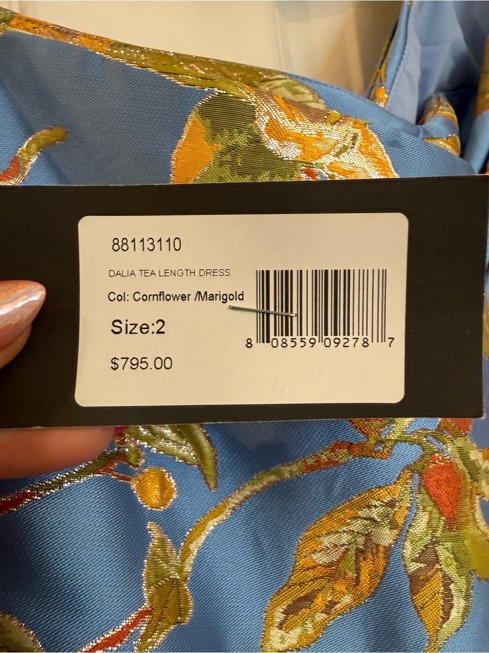 NWT Theia Dalia Tea Length One Shoulder Gown Mini Floral Dress size 2 - Picture 12 of 13